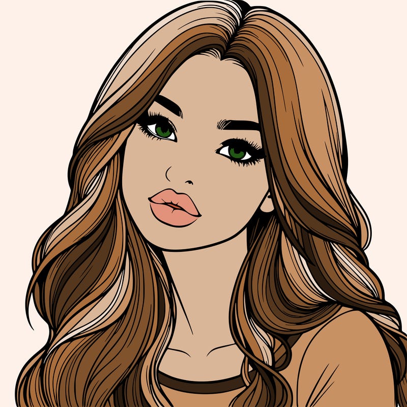 realistic girl with hair on her hair and lips