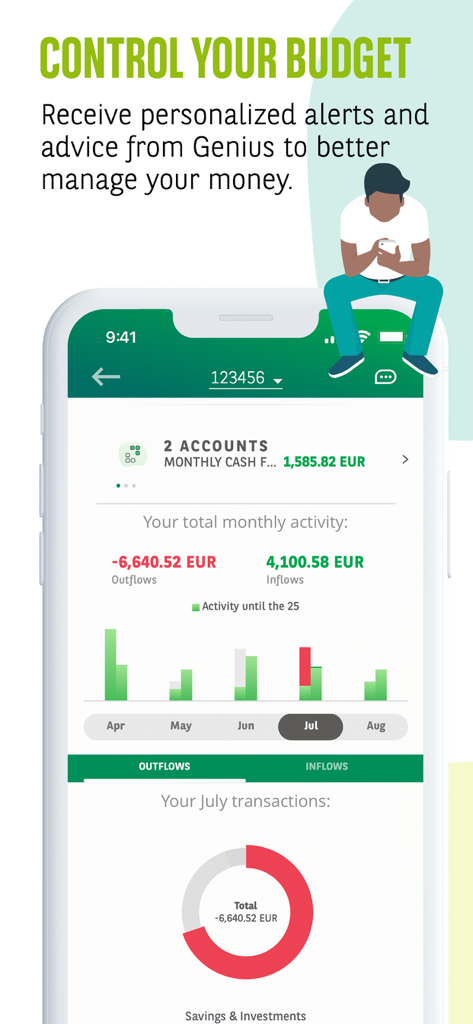 Mobile Banking-App-Bildschirm zur Budgetverwaltung und Ausgabenverfolgung