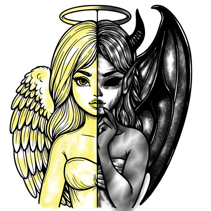 realistic angel half demon