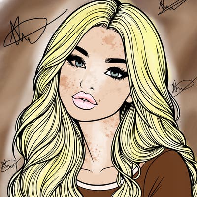 realistic girl with hair on her hair and lips