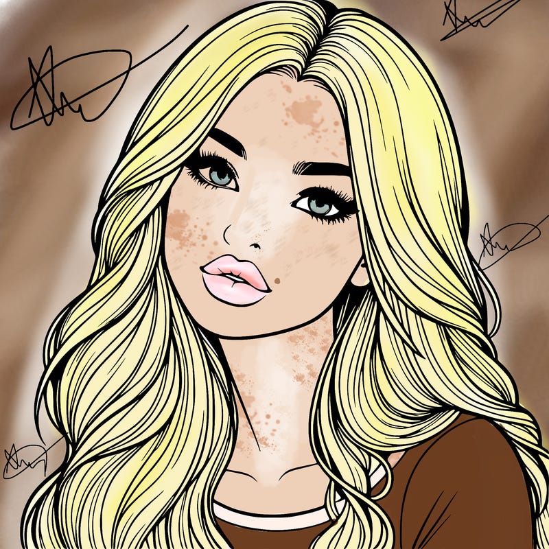 realistic girl with hair on her hair and lips