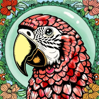 realistic parrot mandala