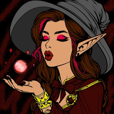 realistic elf casting a spell with lips