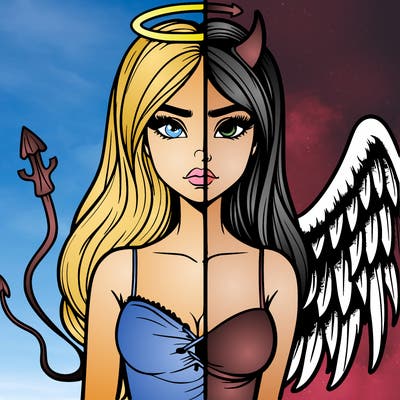 devil vs angel realistic girl