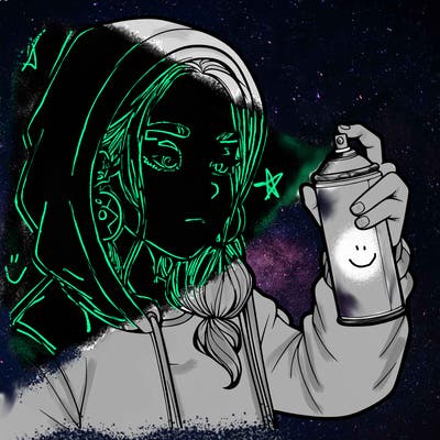 a realistic girl, spray painting