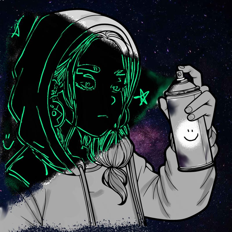 a realistic girl, spray painting