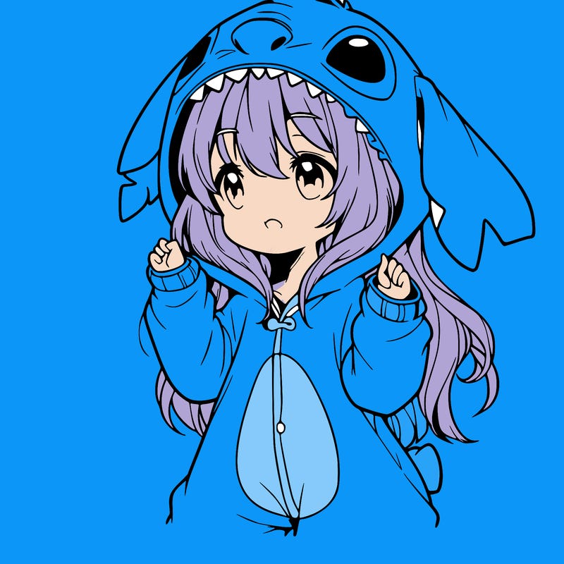 anime girl in a stitch onsie