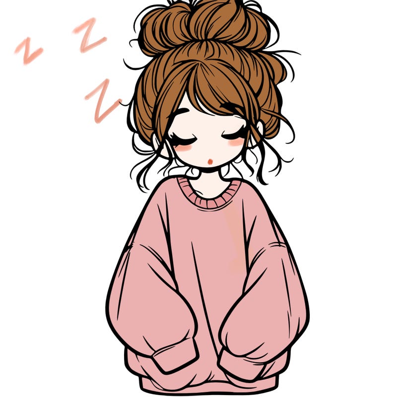 girl with baggy sweatshirt and messy bun