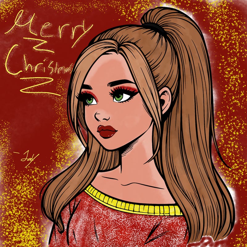 realistic girl with a high ponytail