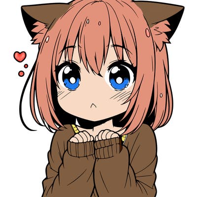 shy anime catgirl