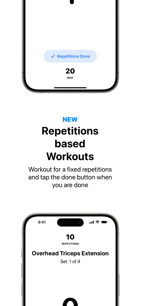 Timed: Workout Timer & Planner - Timed app interface for tracking repetition based workouts