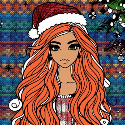 christmas fashionable female model and long hair