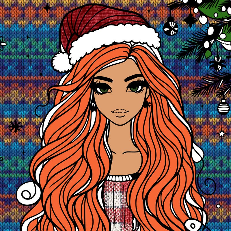 christmas fashionable female model and long hair