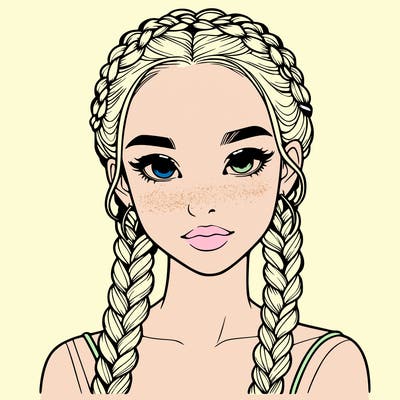 realistic girl with braids