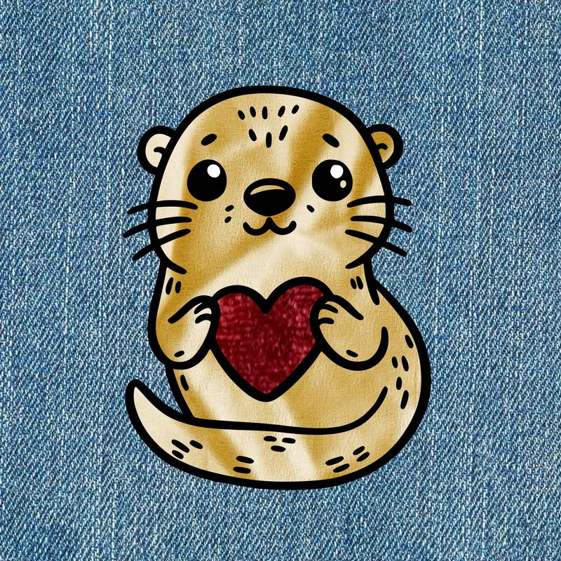otter with a heart