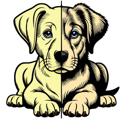 realistic dog split picture