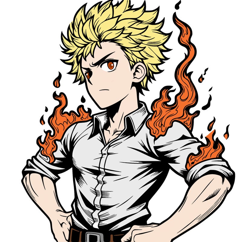 realistic manga man of fire