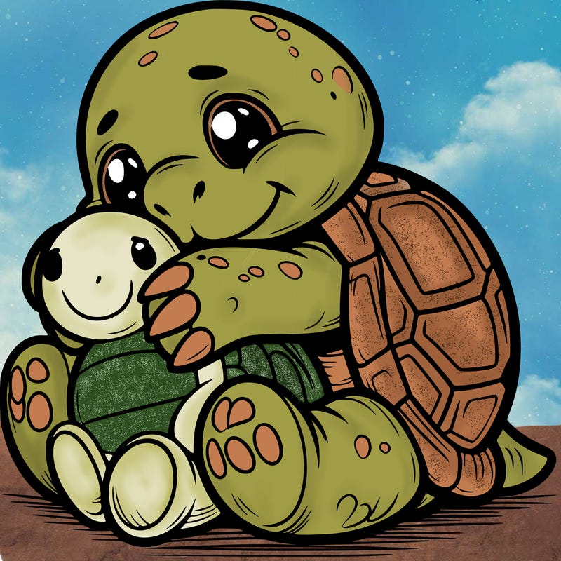 tortoise cuddling a soft toy