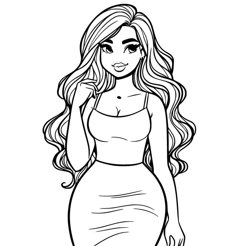 a curvy young, long haired, beautiful woman