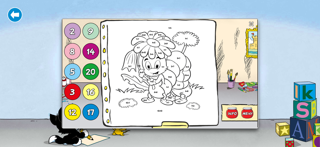Bamses Skattkista - Educational math coloring game featuring the character Mini-Hopp in the Bamses Skattkista app