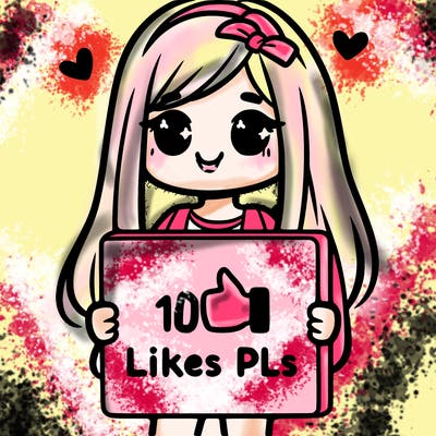 girl holding a sign saying 10 likes pls