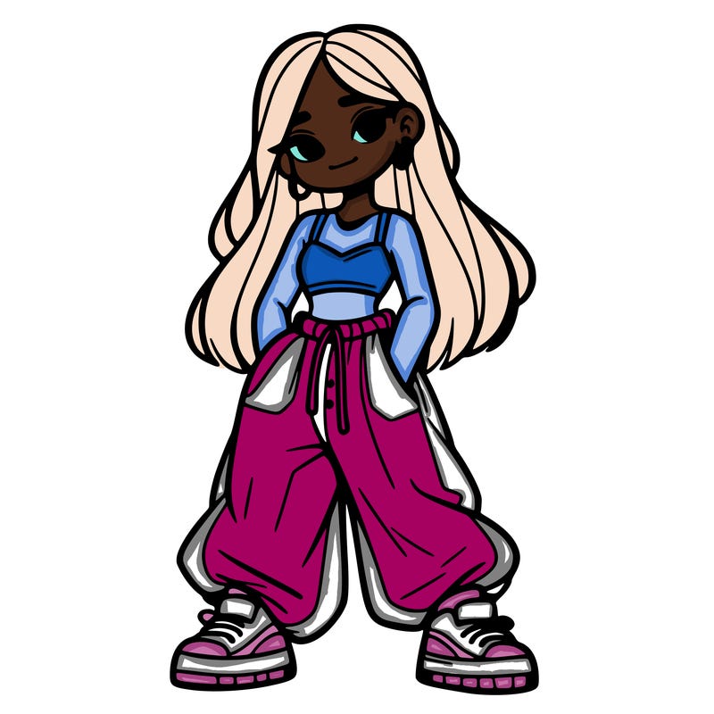 girl in crop top and baggy pants