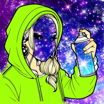 a realistic girl, spray painting