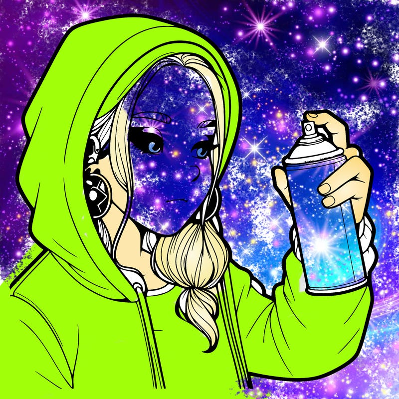 a realistic girl, spray painting