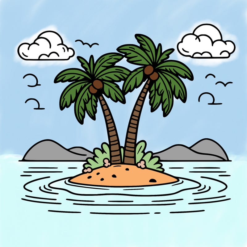 palm trees on a stranded beautiful island