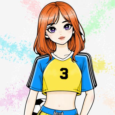 realistic girl wearing soccer jersey
