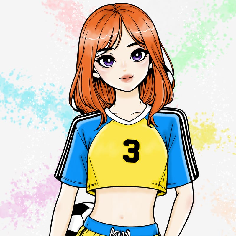realistic girl wearing soccer jersey