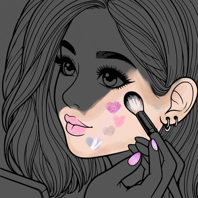 a realistic girl doing her makeup