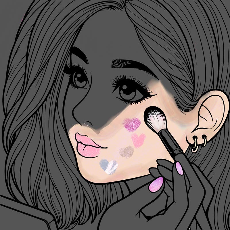 a realistic girl doing her makeup