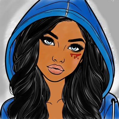 realistic beautiful girl with a hood on