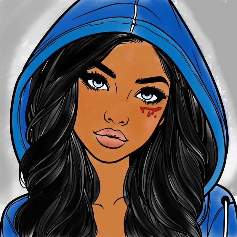 realistic beautiful girl with a hood on