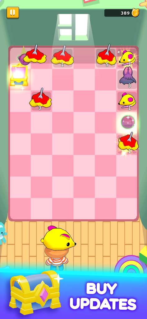 Simba Bounce - Simba, o gato, em um nível de arcade colorido com um botão de comprar atualizações