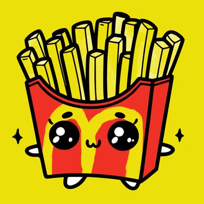 a cute. french fries
