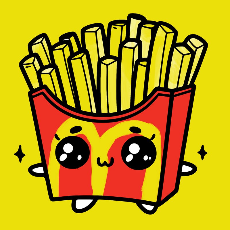 a cute. french fries