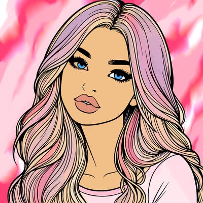realistic girl with hair on her hair and lips