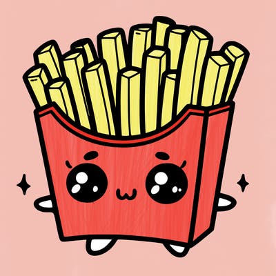 a cute. french fries