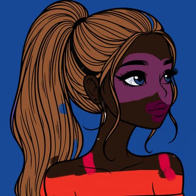 a beautiful and realistic girl with a high pony tail