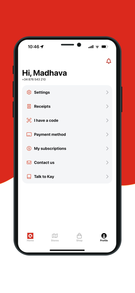 My Carwash (CK) - Tela de perfil do usuário do aplicativo móvel de lava-rápido Circle K mostrando configurações da conta e opções de assinatura.