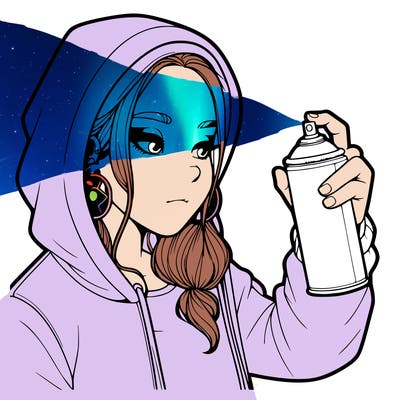 a realistic girl, spray painting