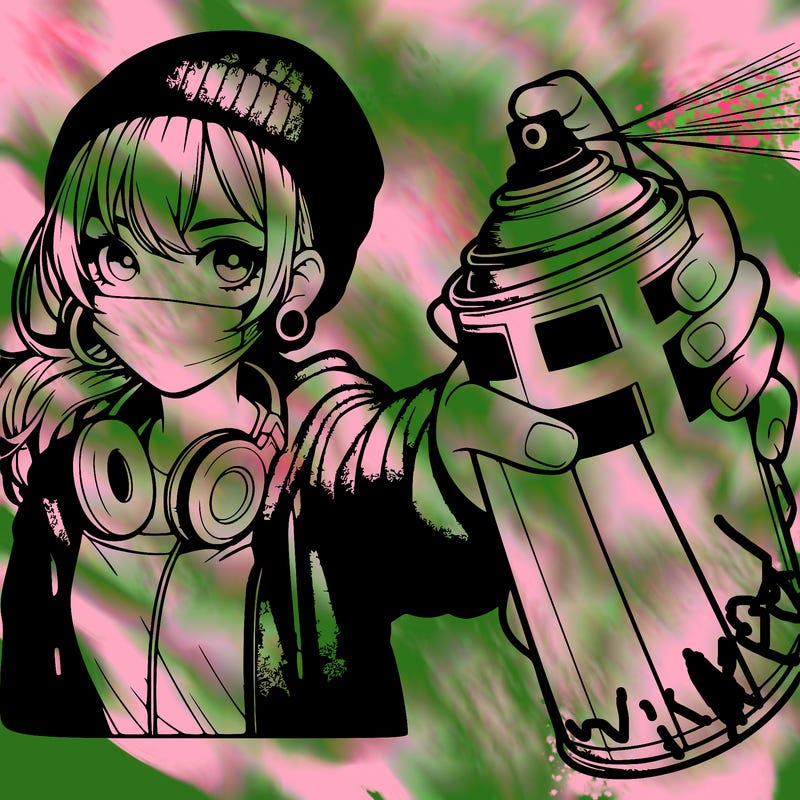 girl with spray can realistic