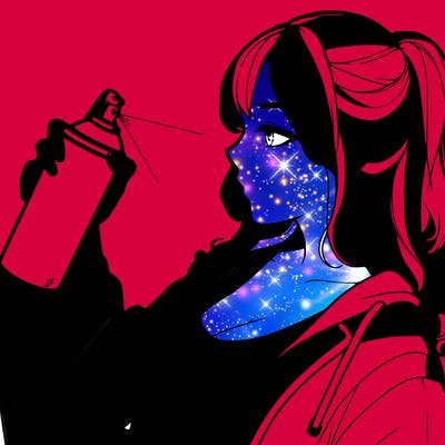 a realistic girl spray, painting