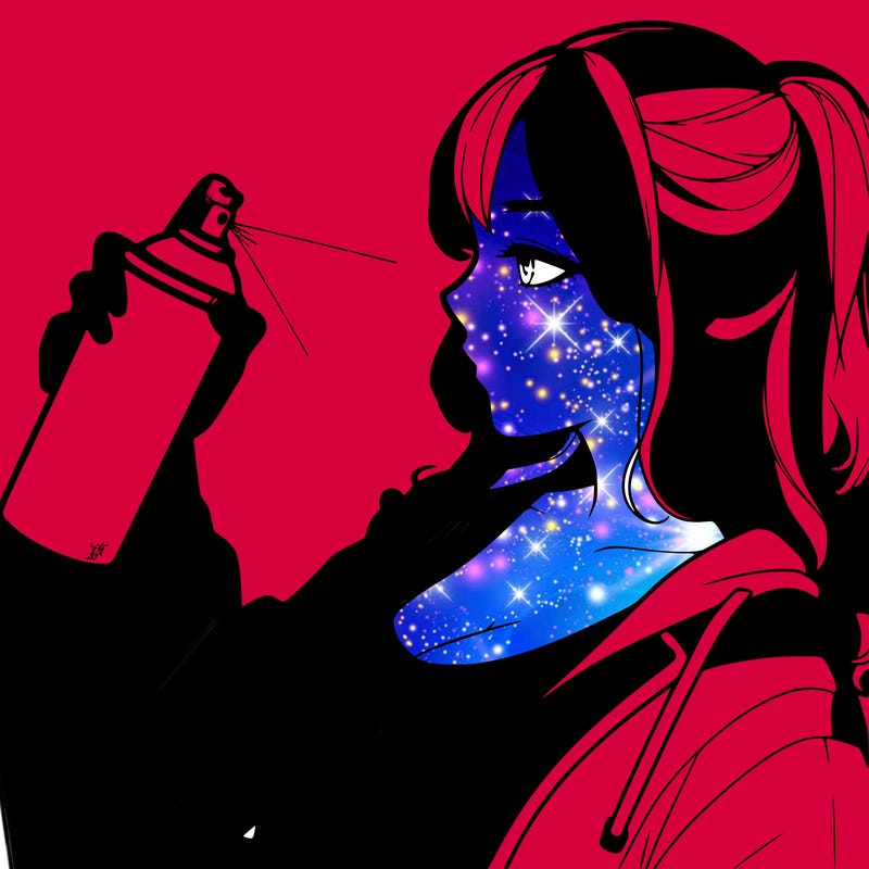 a realistic girl spray, painting