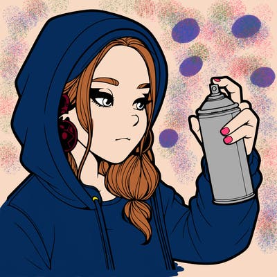 a realistic girl, spray painting