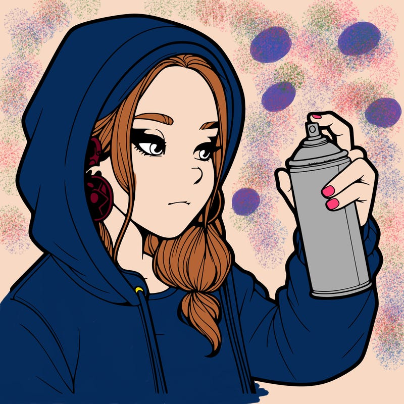 a realistic girl, spray painting