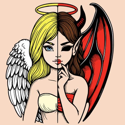 realistic angel half demon