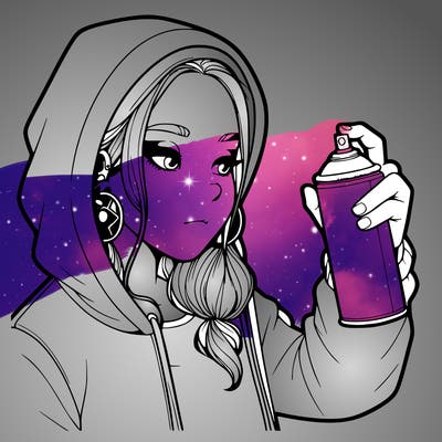 a realistic girl, spray painting